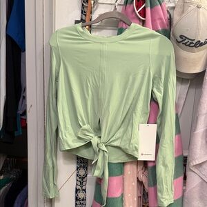 lululemon athletica Mint Green Long Sleeve Tie-Front Top